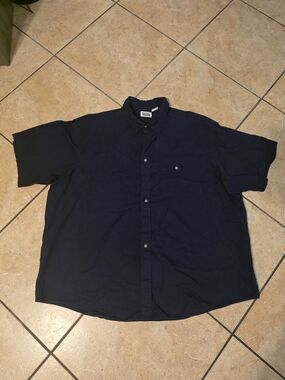 Basic Editions Navy Short-Sleeve Button-Down Shirt
